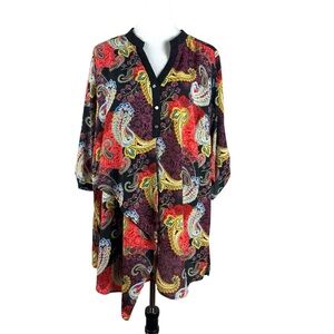 New York Collection Woman Paisley Tunic Blouse Size 1X